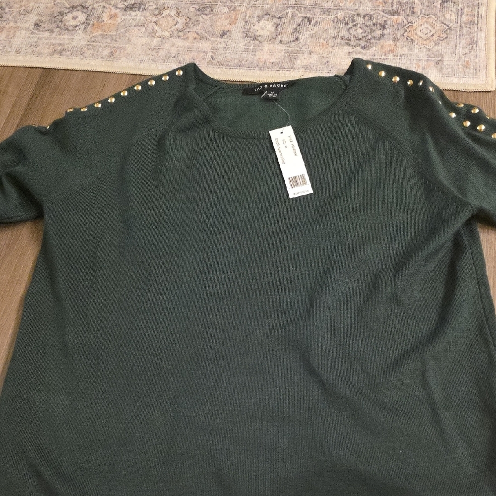 Zac & Rachel Forest Green Top with Gold Accents